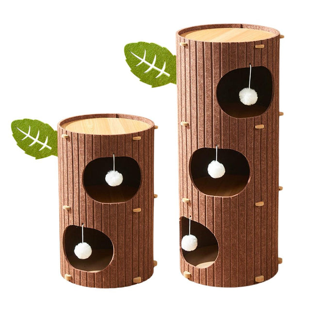 Cat House Nest Double Felt Bucket Tree Hole Enclosed Pet Bed Warm Sleeping Cave