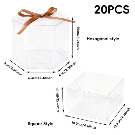 20PCS Clear Plastic Gift Boxes Square Hexagon Party Favour Packaging Display Box