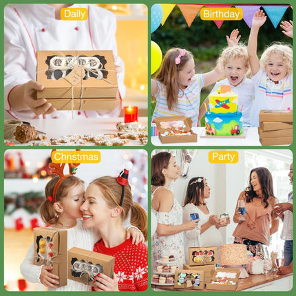 50PCS Kraft Cake Box Large Capacity Easy to Use 3 Colours Packaging
