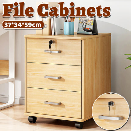 3-Drawer Rolling File Cabinet W/ Lock Under Desk Filing Cabinet for Home Office