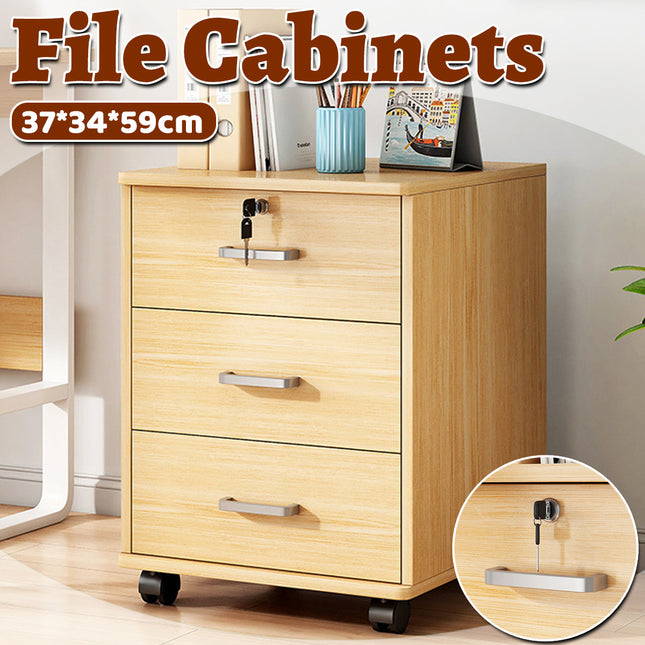 3-Drawer Rolling File Cabinet W/ Lock Under Desk Filing Cabinet for Home Office