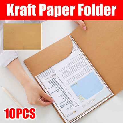 Kraft Paper Folder Set 10pcs Portable Durable File Organizer School Office Use