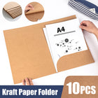 Kraft Paper Folder Set 10pcs Portable Durable File Organizer School Office Use