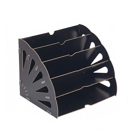 Multi Tier Fan-Shaped Wood Desktop Storage Box Document Storage Easy to Install