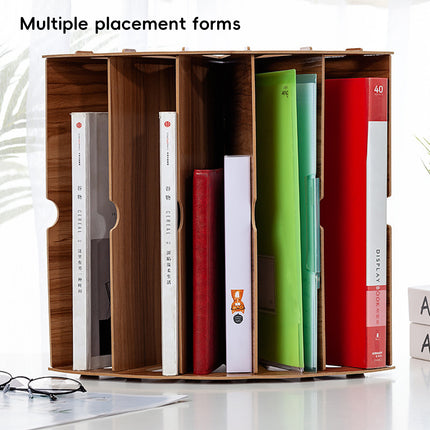 Multi Tier Fan-Shaped Wood Desktop Storage Box Document Storage Easy to Install