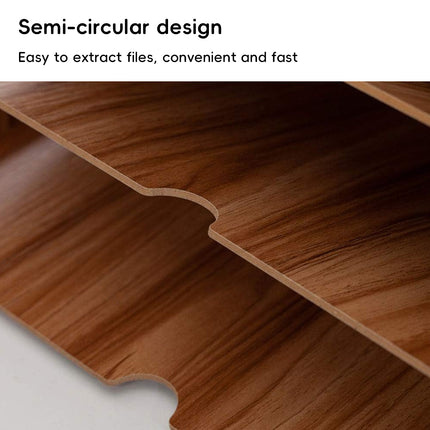 Multi Tier Fan-Shaped Wood Desktop Storage Box Document Storage Easy to Install