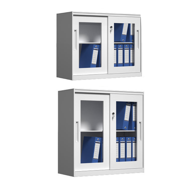 Metal File Storage Cabinet Lockable Sliding Door Office Organizer With Glass