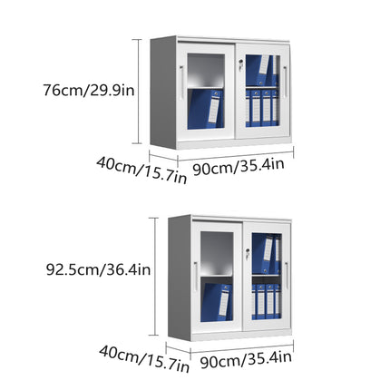 Metal File Storage Cabinet Lockable Sliding Door Office Organizer With Glass