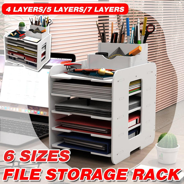 Large Capacity Multi Layer Desktop File Storage Rack Office Document File Rack