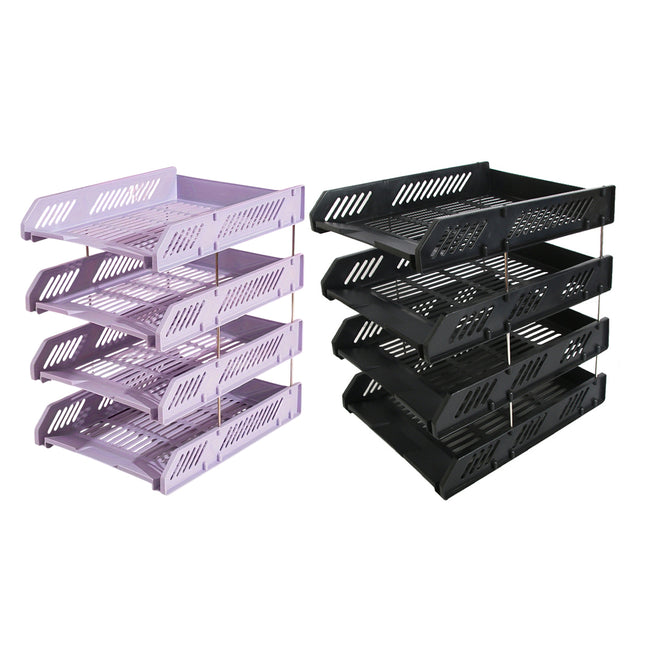4-Tier Desktop Storage Rack for Home Office Book File Paper Space Saving Durable