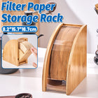 Sector Shape Wood Coffee Filter Paper Storage Rack Transparent Dust Cover