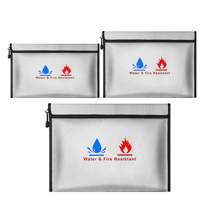 3Pcs Fireproof Document Bag High Temperature Resistant Safe File Storage Pouch