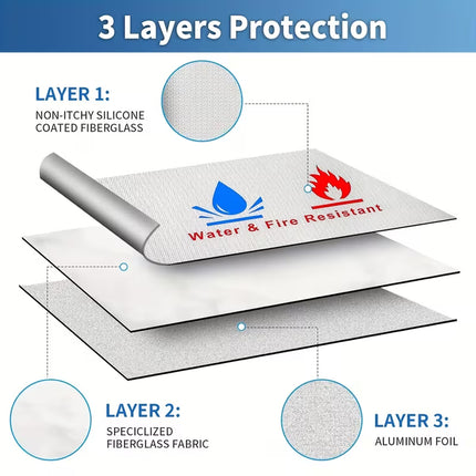 3Pcs Fireproof Document Bag High Temperature Resistant Safe File Storage Pouch