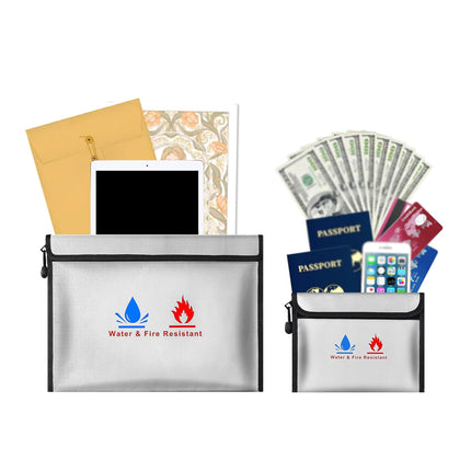 3Pcs Fireproof Document Bag High Temperature Resistant Safe File Storage Pouch
