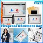 3Pcs Fireproof Document Bag High Temperature Resistant Safe File Storage Pouch