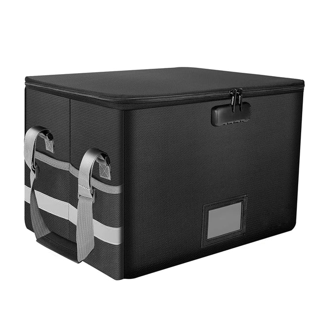 Foldable Fireproof File Box For Office Home Document Storage Lockable Durable