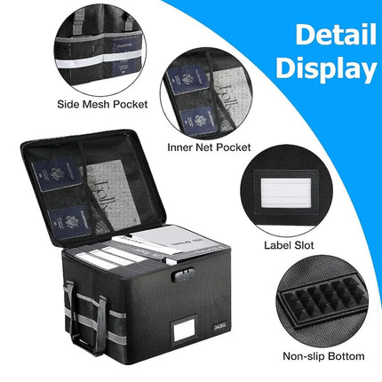 Foldable Fireproof File Box For Office Home Document Storage Lockable Durable