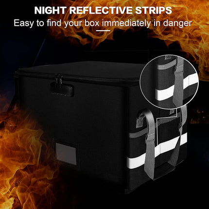 Foldable Fireproof File Box For Office Home Document Storage Lockable Durable