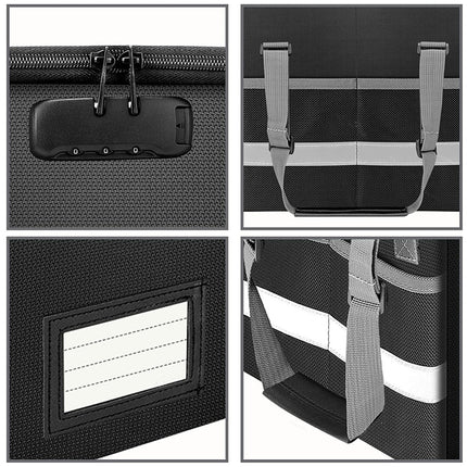Foldable Fireproof File Box For Office Home Document Storage Lockable Durable