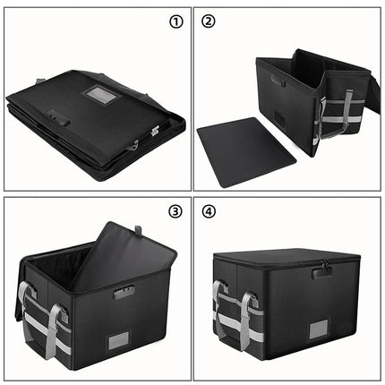 Foldable Fireproof File Box For Office Home Document Storage Lockable Durable