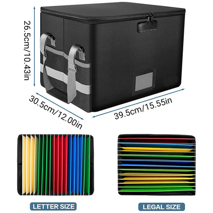 Foldable Fireproof File Box For Office Home Document Storage Lockable Durable