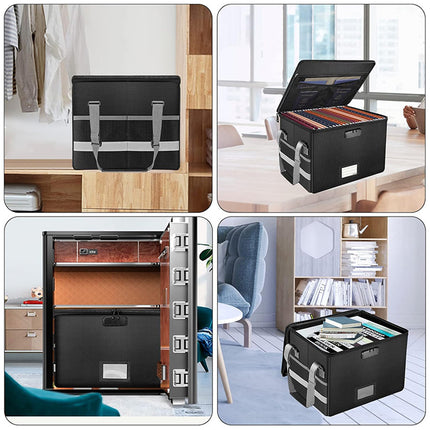Foldable Fireproof File Box For Office Home Document Storage Lockable Durable