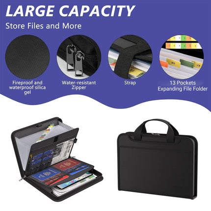 Fireproof Portable Accordion File Folder Water Resistant Durable PP Material