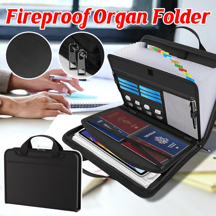 Fireproof Portable Accordion File Folder Water Resistant Durable PP Material