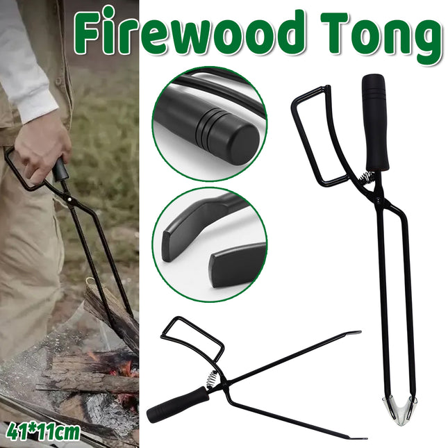 Fireplace Tongs Log Grabber Fire Pit Poker Campfire Wood Stove Barbecue Tool