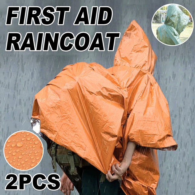 2PCS First Aid Emergency Raincoat Waterproof Durable Warm Keeping Emergency Use