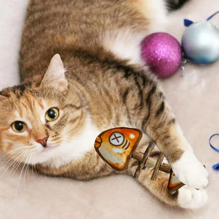 Cat Toy Simulated Fish Bone Simulated Squid Plush Chew Interactive for Cats Play