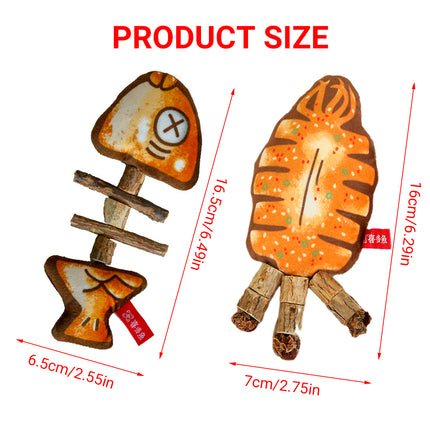 Cat Toy Simulated Fish Bone Simulated Squid Plush Chew Interactive for Cats Play