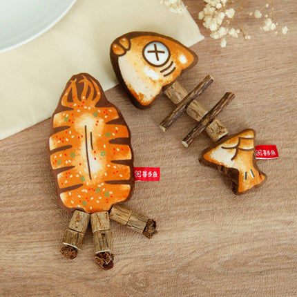 Cat Toy Simulated Fish Bone Simulated Squid Plush Chew Interactive for Cats Play