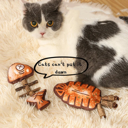 Cat Toy Simulated Fish Bone Simulated Squid Plush Chew Interactive for Cats Play