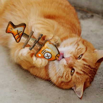 Cat Toy Simulated Fish Bone Simulated Squid Plush Chew Interactive for Cats Play