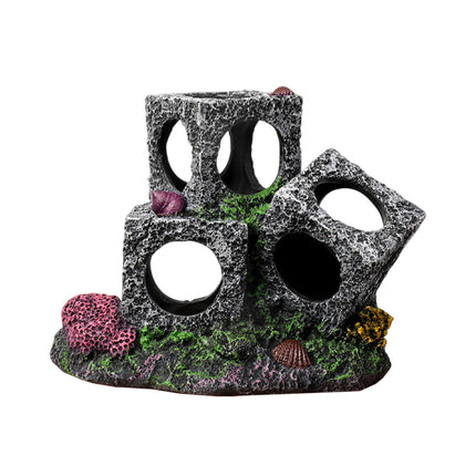Fish Tank Shrimp Shelter House Square Stone Cave Aquarium Breeding Hiding Decor