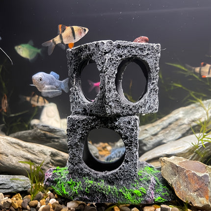 Fish Tank Shrimp Shelter House Square Stone Cave Aquarium Breeding Hiding Decor
