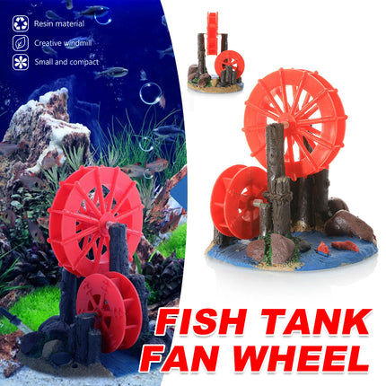 Resin Aquarium Ornament Windmill Decoration with Spinning Wheel for Fish Tank