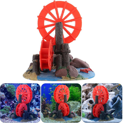 Resin Aquarium Ornament Windmill Decoration with Spinning Wheel for Fish Tank