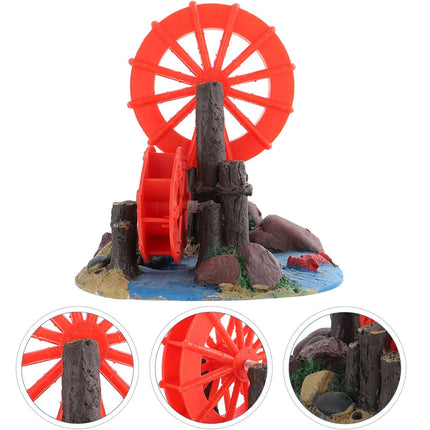 Resin Aquarium Ornament Windmill Decoration with Spinning Wheel for Fish Tank