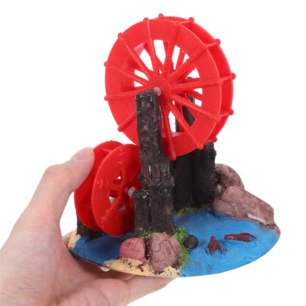 Resin Aquarium Ornament Windmill Decoration with Spinning Wheel for Fish Tank