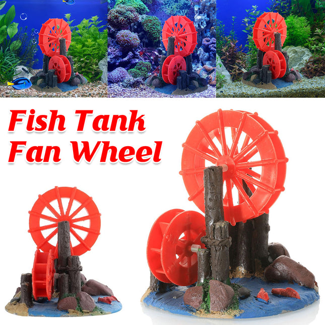 Resin Aquarium Ornament Windmill Decoration with Spinning Wheel for Fish Tank