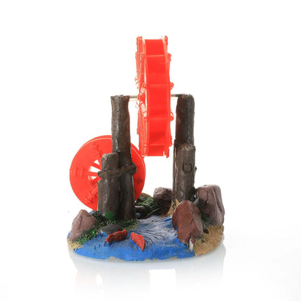 Resin Aquarium Ornament Windmill Decoration with Spinning Wheel for Fish Tank