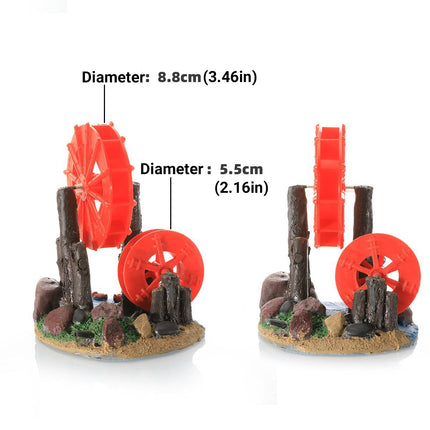 Resin Aquarium Ornament Windmill Decoration with Spinning Wheel for Fish Tank