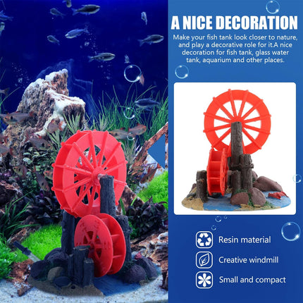 Resin Aquarium Ornament Windmill Decoration with Spinning Wheel for Fish Tank
