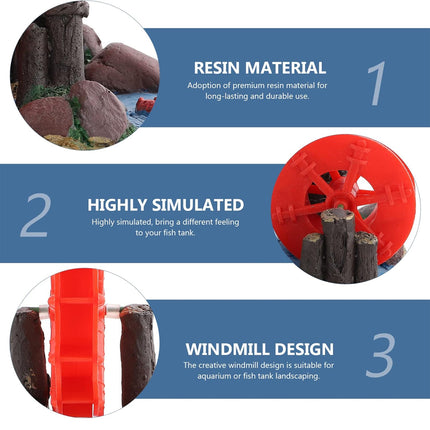 Resin Aquarium Ornament Windmill Decoration with Spinning Wheel for Fish Tank