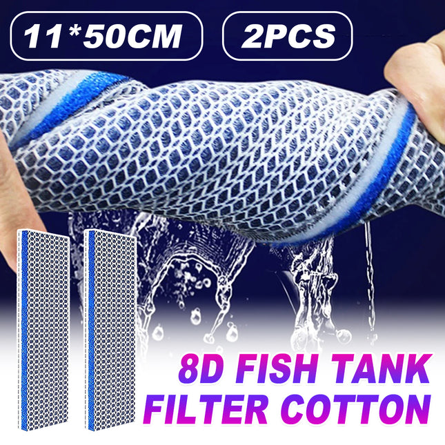 Aquarium Filter Sponge 2pcs 8 Layer Foam Pad Fish Tank 50 x 11 x 2cm