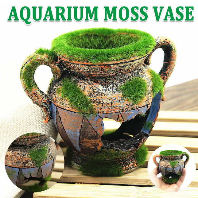 Fish Tank Decoration Moss Vase Shabby Style Flower Pot Aquarium Ornament Decor