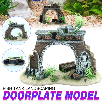 Fish Tank Landscape Archway Door Plate Decoration Fish Shrimp Shelter Aquarium