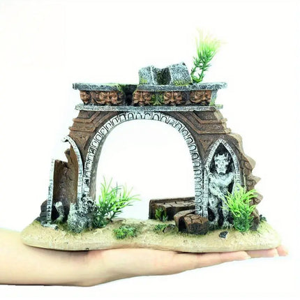 Fish Tank Landscape Archway Door Plate Decoration Fish Shrimp Shelter Aquarium